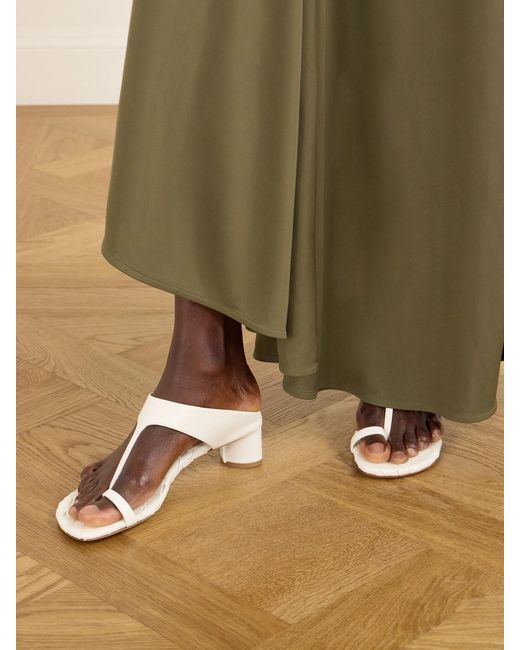 Bottega Veneta White Livia Intrecciato Leather Sandals