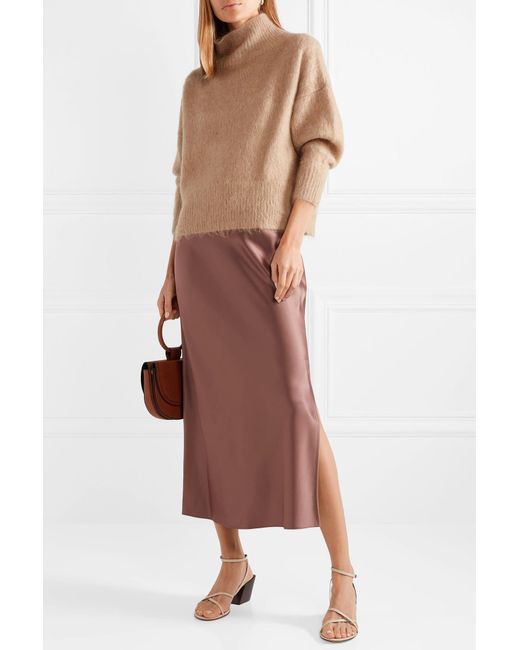 Brown satin maxi skirt sale