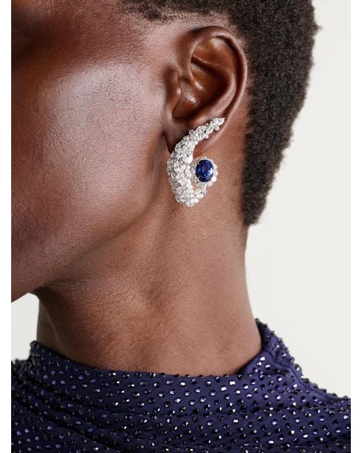 YEPREM Natural 18-Karat, Diamond And Sapphire Earrings