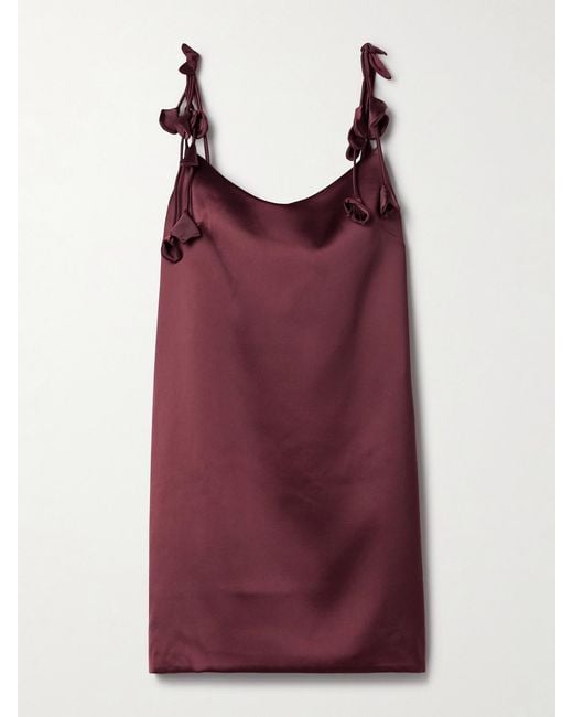 Self-Portrait Red Minikleid Aus Satin Mit Applikationen