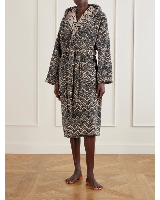 Missoni Gray Azul Hooded Cotton Robe