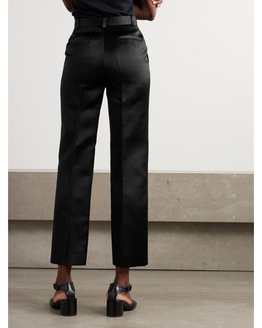 Loro Piana Black Duchesse Silk-Satin Straight-Leg Pants
