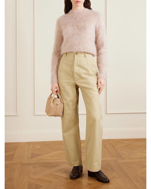 Loro Piana Natural Yoko Cropped Cotton-Poplin Pants