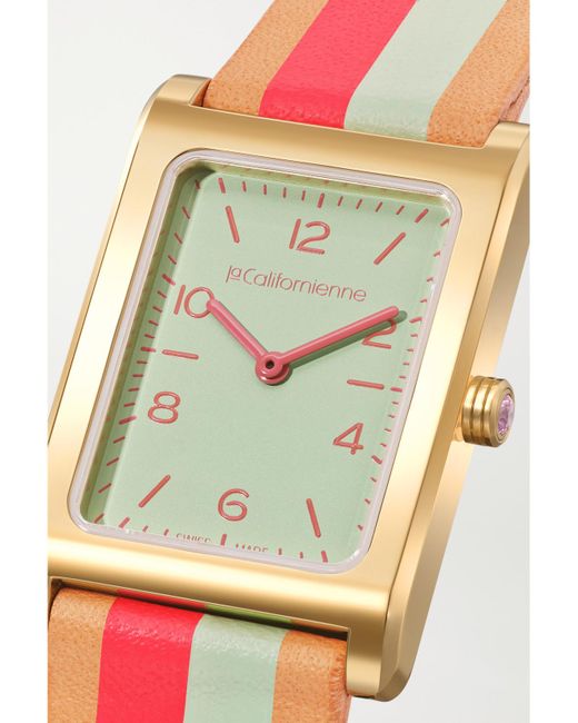 La Californienne White Daybreak 24Mm-Tone Striped Leather Watch