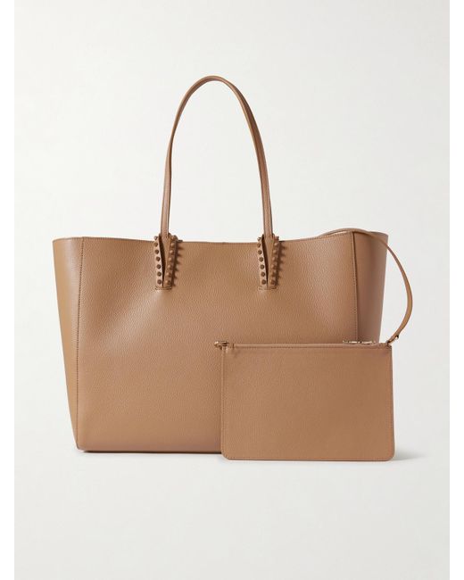 Christian Louboutin Natural Cabata Tote Aus Strukturiertem Leder Mit Nieten