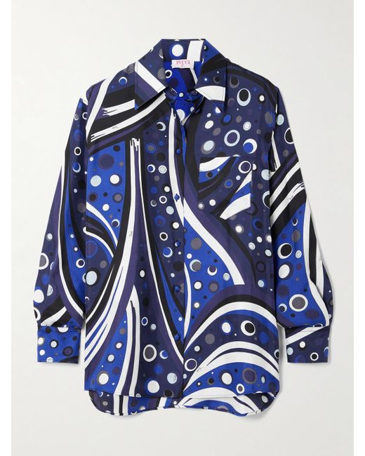 Emilio Pucci Blue Printed Silk-Twill Shirt