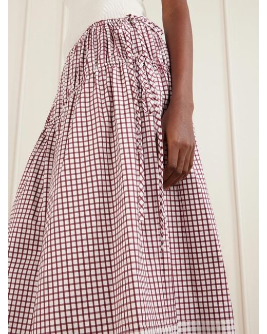 LIBEROWE Eve Tiered Checked Cotton Midi Skirt