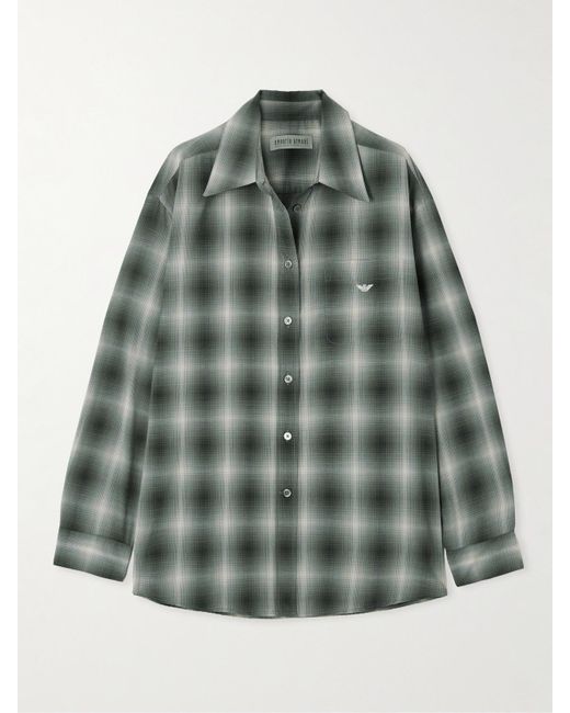 Our Legacy Green Emporio Armani Preziosa Oversized Checked Recycled Woven Shirt