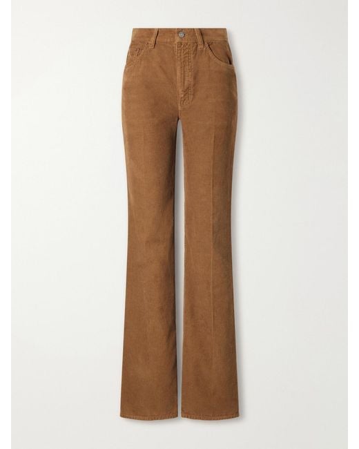Saint Laurent Brown Cotton-Corduroy High-Rise Flared Pants