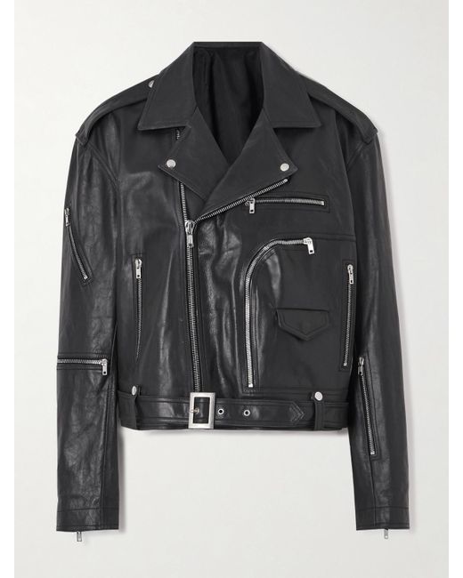 Rick Owens Black Belted Leather Biker Jacket