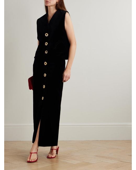 Blazé Milano Black Jealousy Gliss Crystal-Embellished Cotton-Velvet Vest