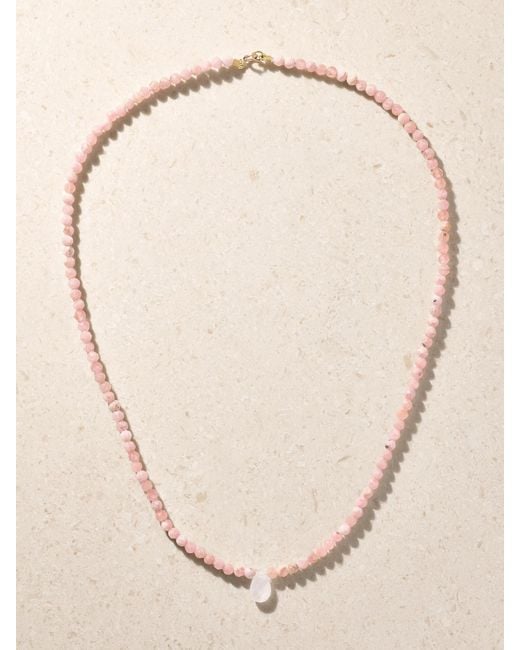 JIA JIA Natural Raindrop 14-Karat, Rhodochrosite And Moonstone Necklace