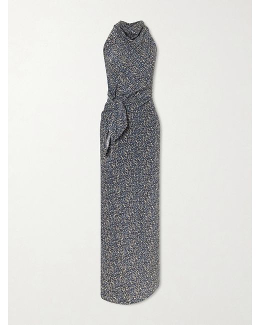 Cortana White Corallo Printed Silk-Satin Midi Dress