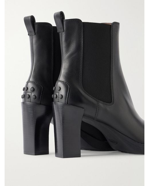Tod's Black Tronchetto Elastico 80 Leather Ankle Boots