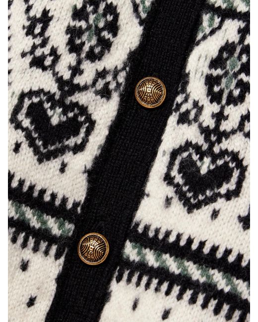 Khaite Natural Marc Intarsia Cashmere-Blend Cardigan