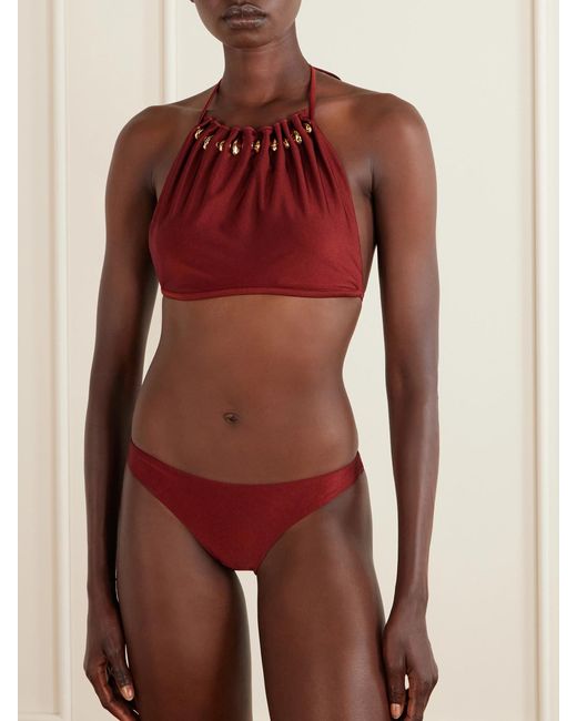 Zimmermann Red Aster Embellished Bikini