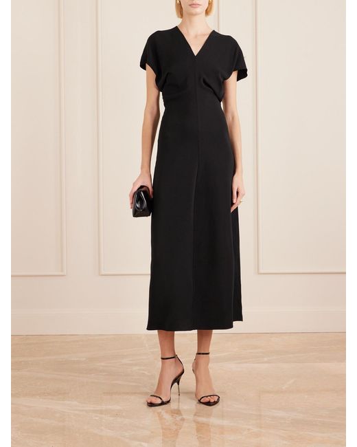 Anine Bing Black Zadig Gathered Crepe Midi Dress