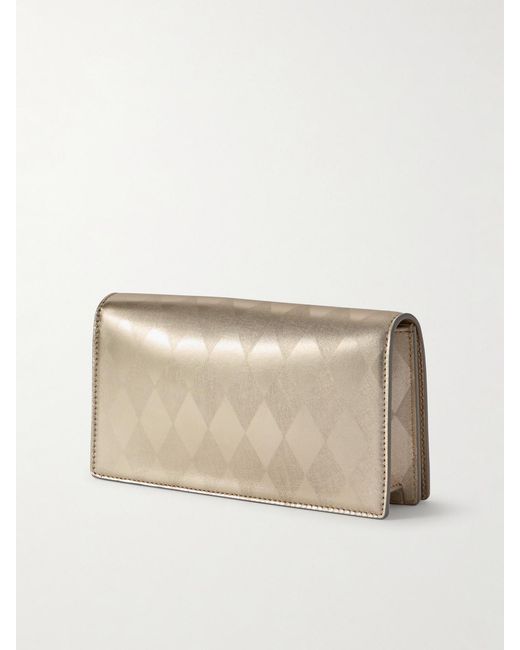 Christian Louboutin Natural Bettina Clutch Aus Metallic-Leder Mit Argyle-Muster