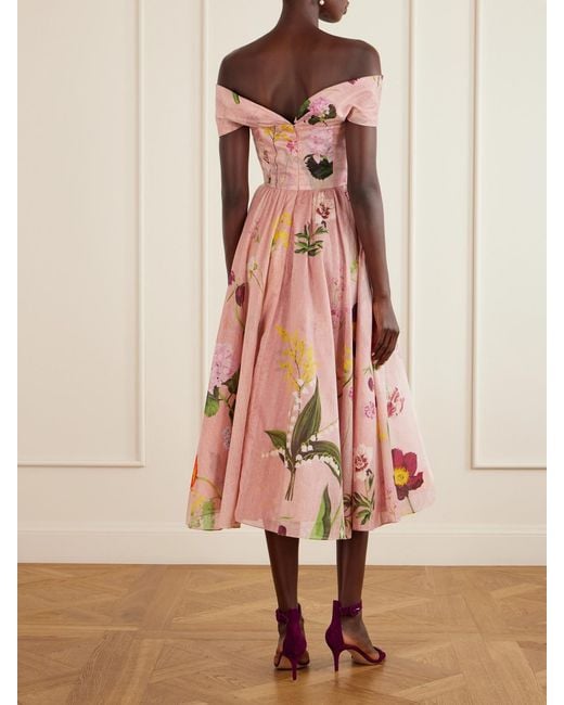 Oscar de la Renta Pink Cotton Midi Dress