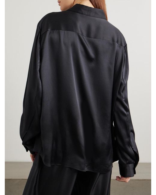 Lisa Yang Black Hemd Aus Seidensatin