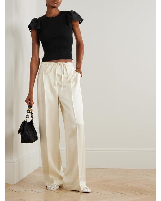 Ulla Johnson Black Edith Oberteil Mit Rüschen Und Stickereien