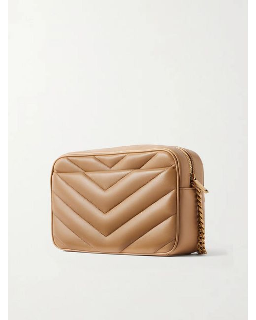 Saint Laurent Natural Loulou Quilted Textured-Leather Shoulder Bag