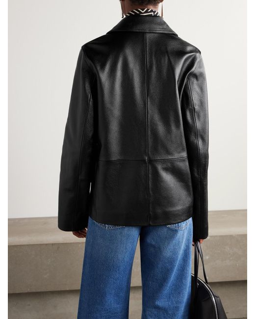 Totême  Black Jacke Aus Strukturiertem Leder