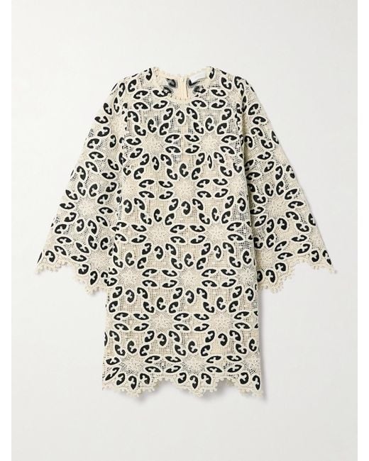 Zimmermann White Ottie Cotton-Blend Guipure Lace Mini Dress