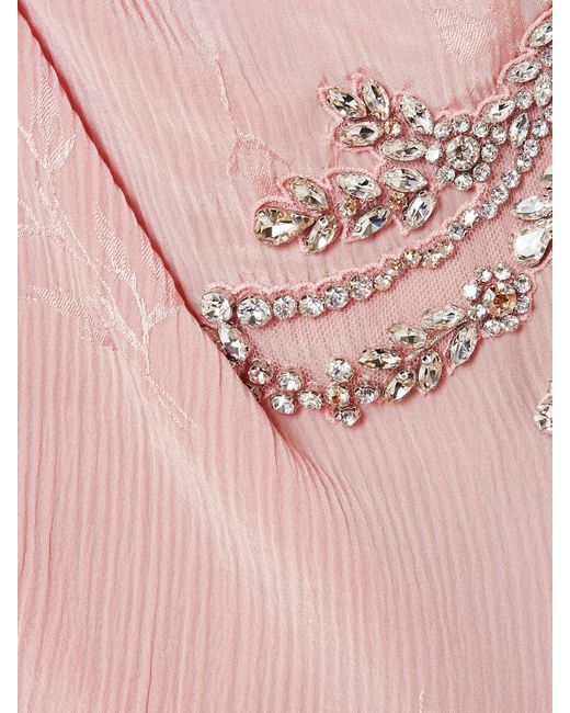 Erdem Pink Embellished Draped Crinkled-Silk And Cotton-Blend Jacquard Midi Dress