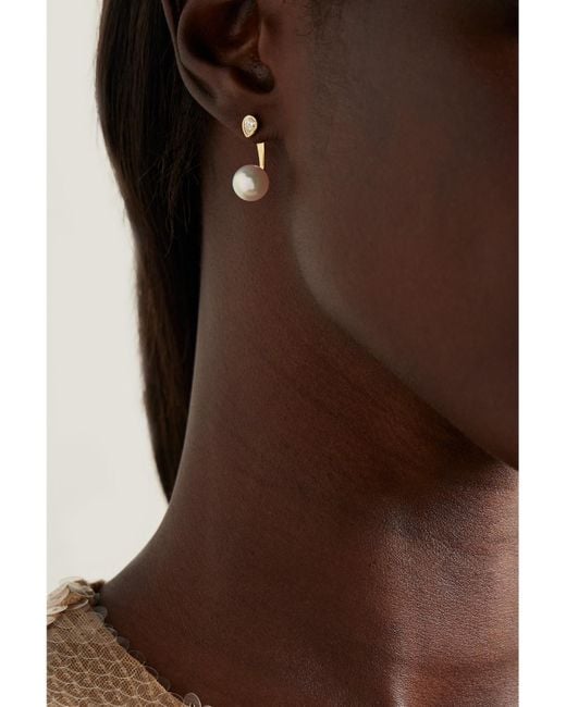 Mizuki Natural 14-Karat, Pearl And Diamond Earrings