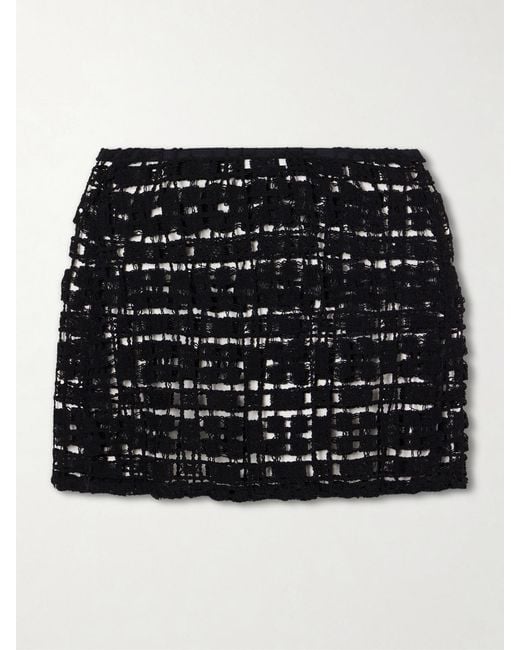 SARA CRISTINA Black Sun Crocheted Cotton Mini Skirt