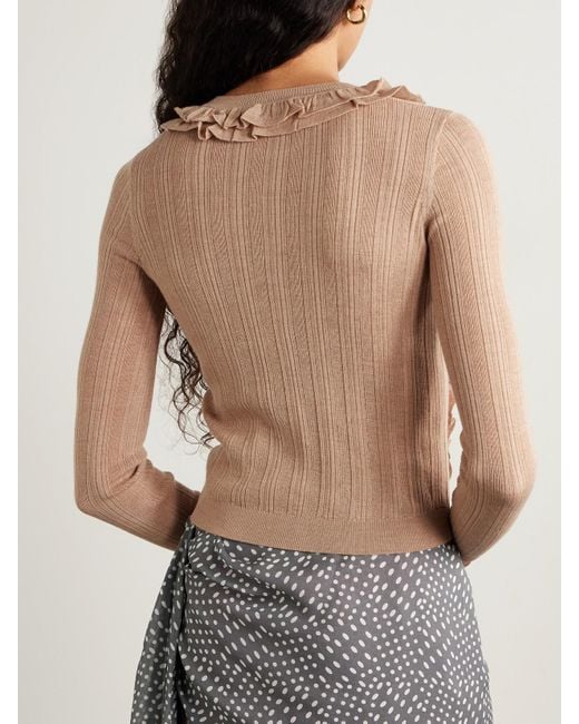 Cardigan En Laine Mérinos Côtelée À Volants Et À Finitions En Dentelle Maryel Ulla Johnson en coloris Natural