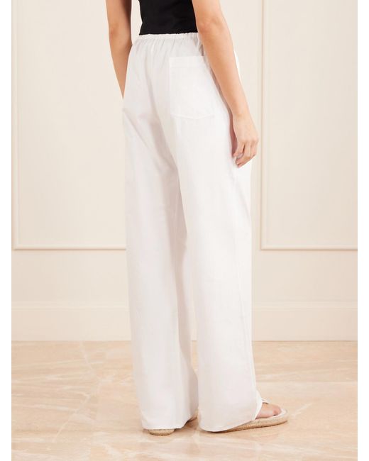 Matteau White Drawcord Cotton Straight-Leg Pants