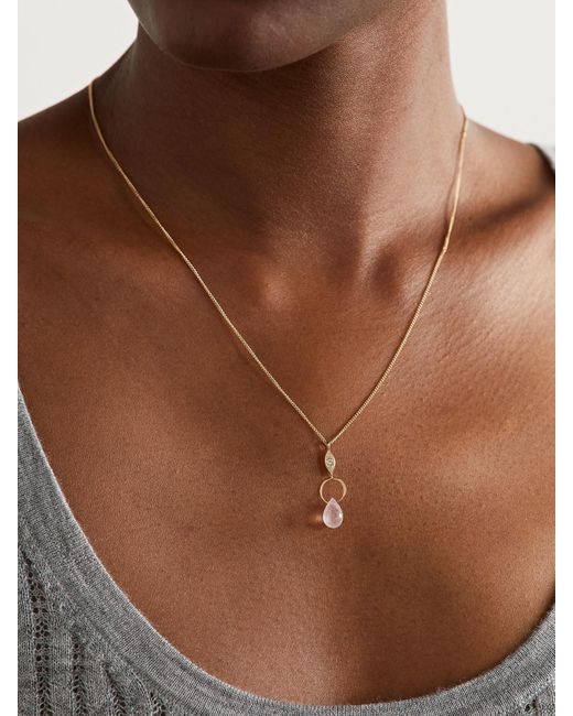 Melissa Joy Manning Natural 14-Karat Recycled, Rose Quartz And Diamond Necklace