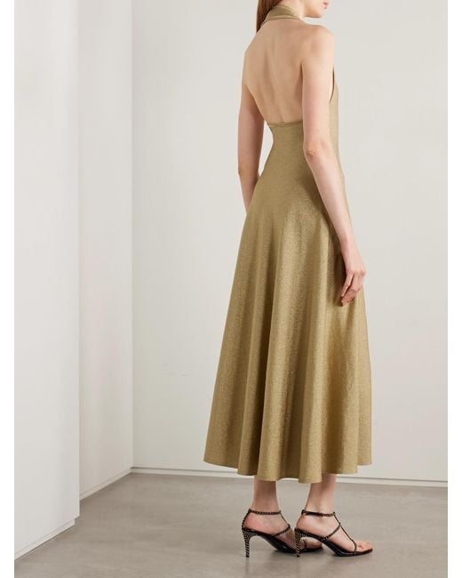 Khaite Metallic Melina Lurex Halterneck Midi Dress