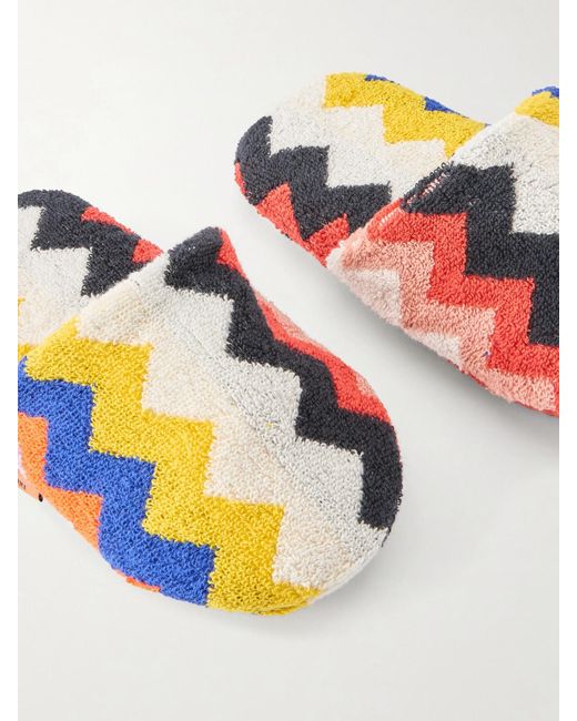 Missoni White Striped Cotton-Terry Slippers