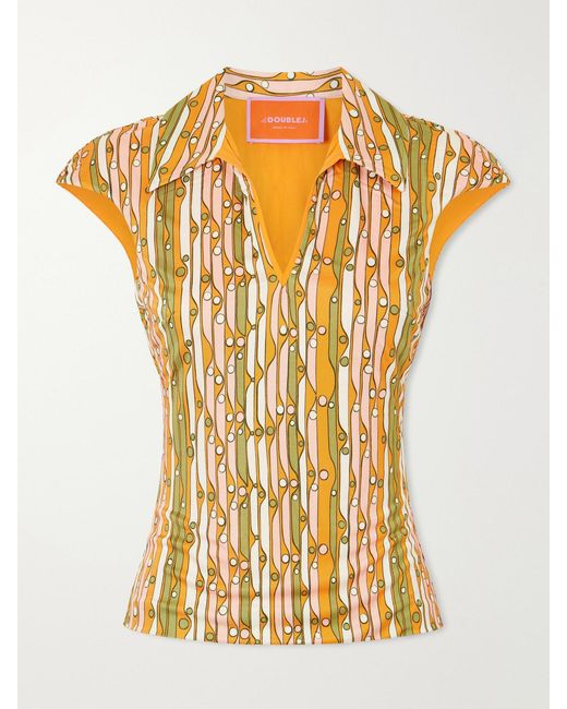 LaDoubleJ Metallic Printed Stretch-Jersey Top
