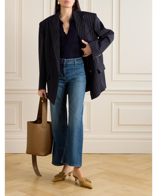 Nili Lotan Blue Megan High-Rise Wide-Leg Jeans