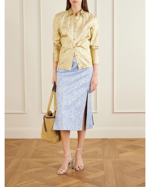 Tory Burch White Metallic Jacquard-Knit Midi Skirt