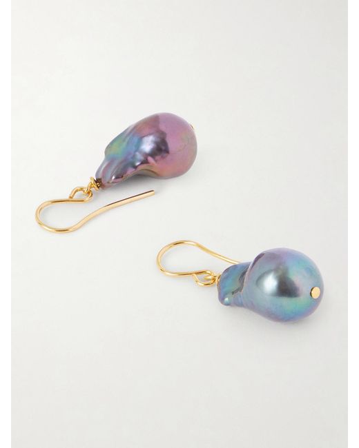 Jil Sander Blue Grainy-Tone And Mother-Of-Pearl Earrings