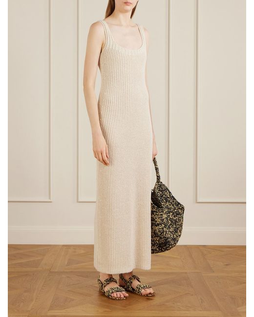 Khaite White Lex Crocheted Silk And Cotton-Blend Midi Dress