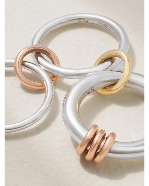 Spinelli Kilcollin Natural Orion Set Of Three Sterling And 18-Karat And Rose Rings