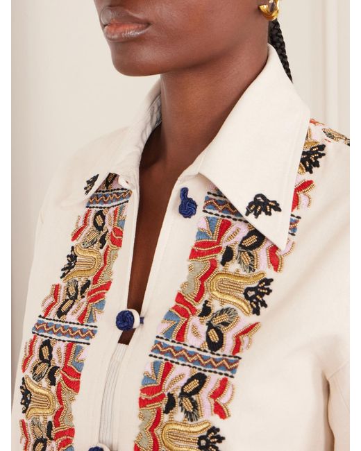 Alix Of Bohemia White Jude Baroque Embroidered Cotton Jacket
