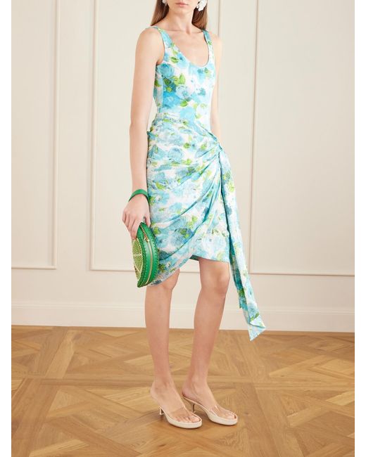 Chloé Green Tropicus Leather-Trimmed Woven Cotton Clutch