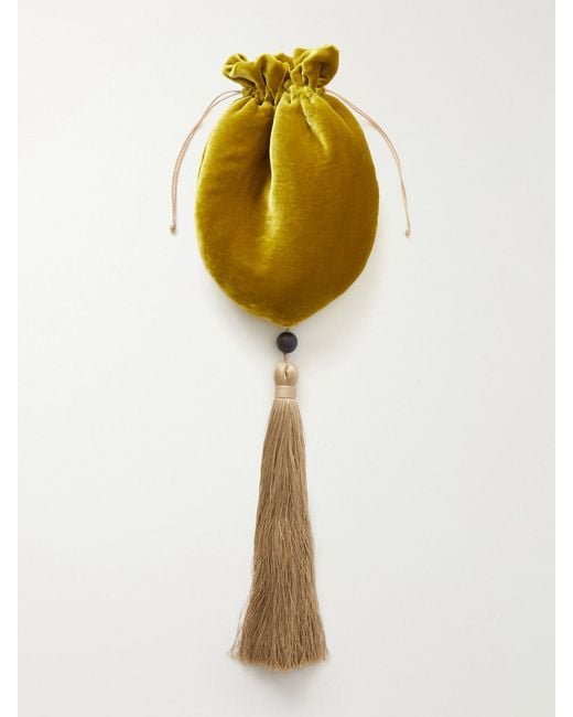 Le Sundial Yellow Lee Velvet Clutch