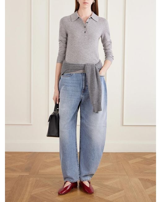 Nili Lotan Gray Prescott Cashmere Polo Shirt