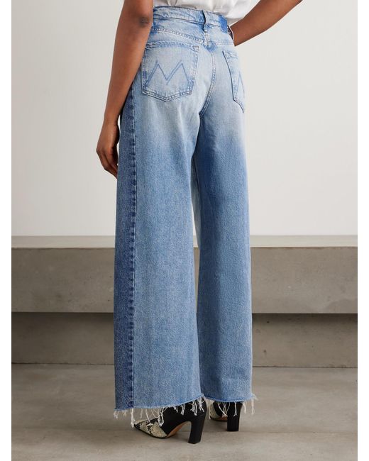 Mother Blue The Pipe Dream Button Sneak Fray Hoch Sitzende Jeans Mit Weitem Bein Und Distressed-Details