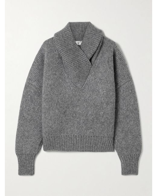 Saint Laurent Gray Pullover Aus Einer Alpakawollmischung Mit Schalkragen
