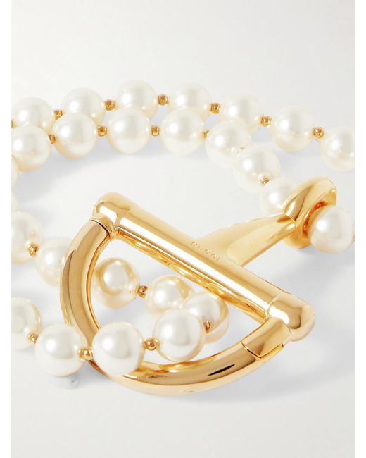 Bracelet En Métal Et Perles Synthétiques Gucci en coloris White