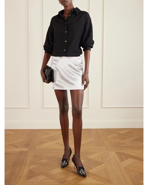 Manolo Blahnik Black Ralypla 70 Embellished Crepe De Chine Pumps